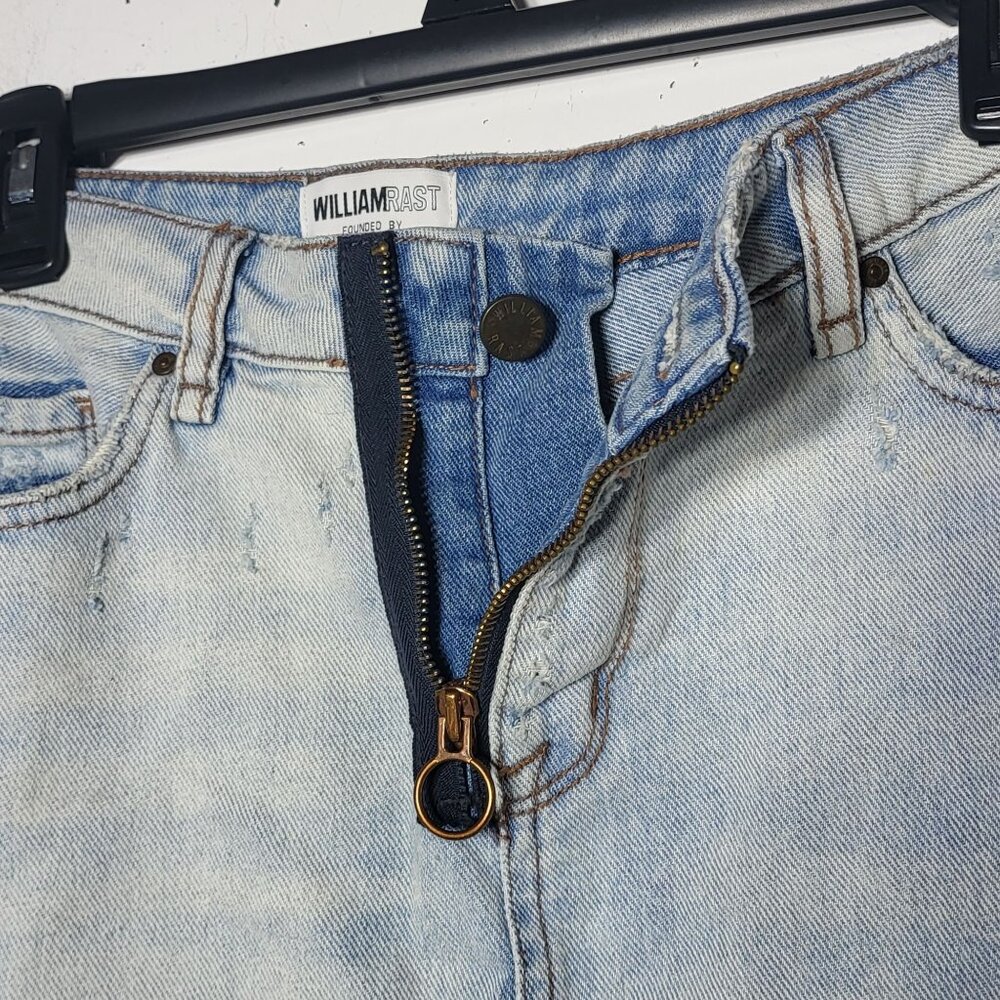 Willam Rast Denim Blue Jean Skirt Size 30 Destroyed Grunge Y2K Festival Indie - Picture 4 of 10